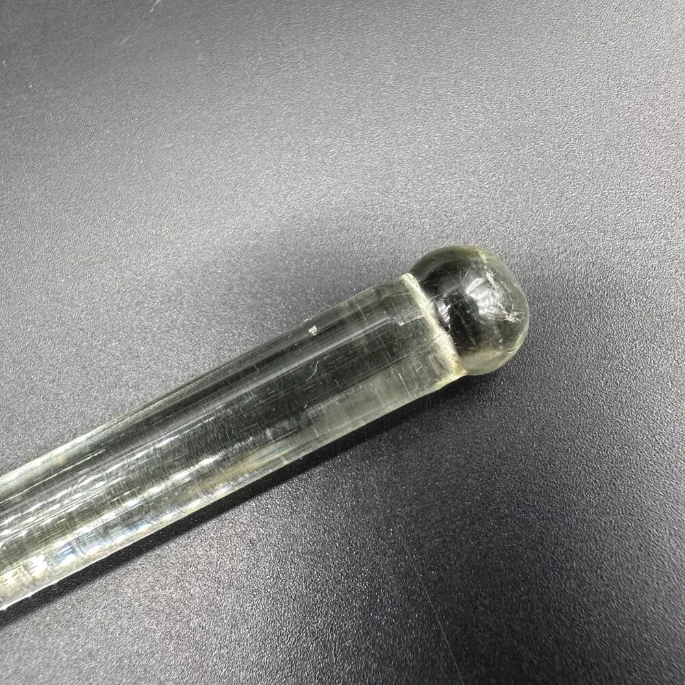 Vintage Clear Glass Curtain Towel Rod Uranium Glows Retro Decor 17.5 In